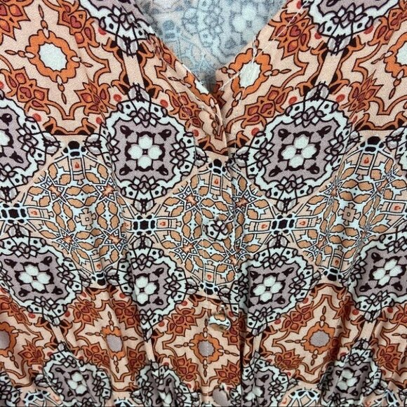 MinkPink Marrakesh Days Playsuit Romper Orange Bohemian‎ Festival Hippie Boho L - Picture 7 of 8